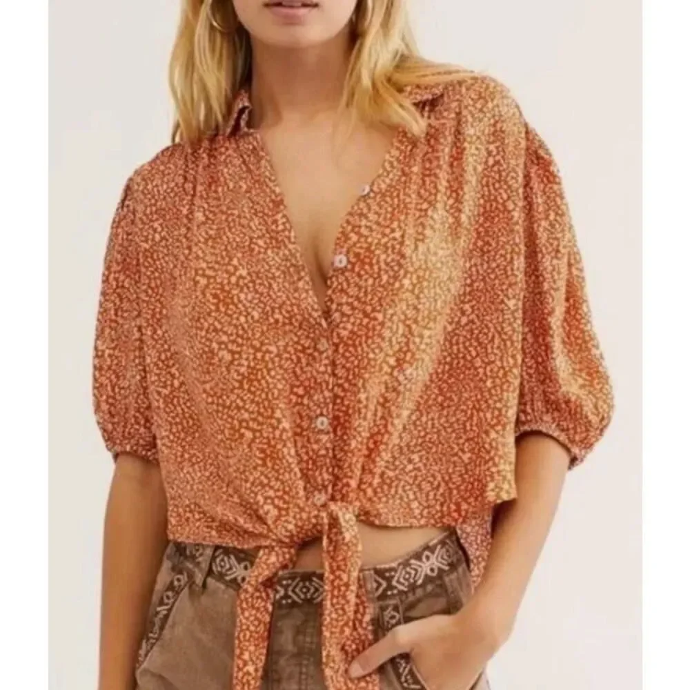 NWOT Free People Celia Printed Top Sz. M